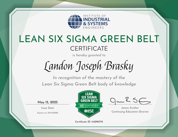 Lean Six Sigma Green Belt Certificate